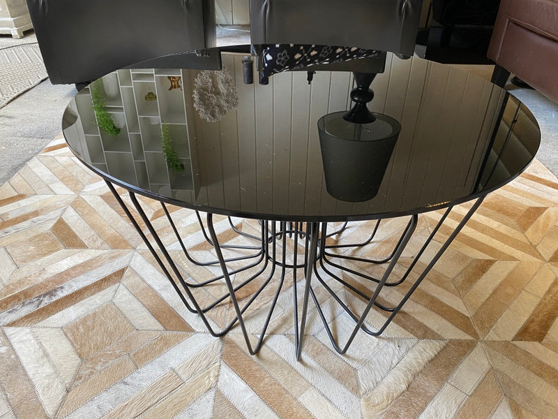 Poliform Black Glass Coffee table with Cage Base