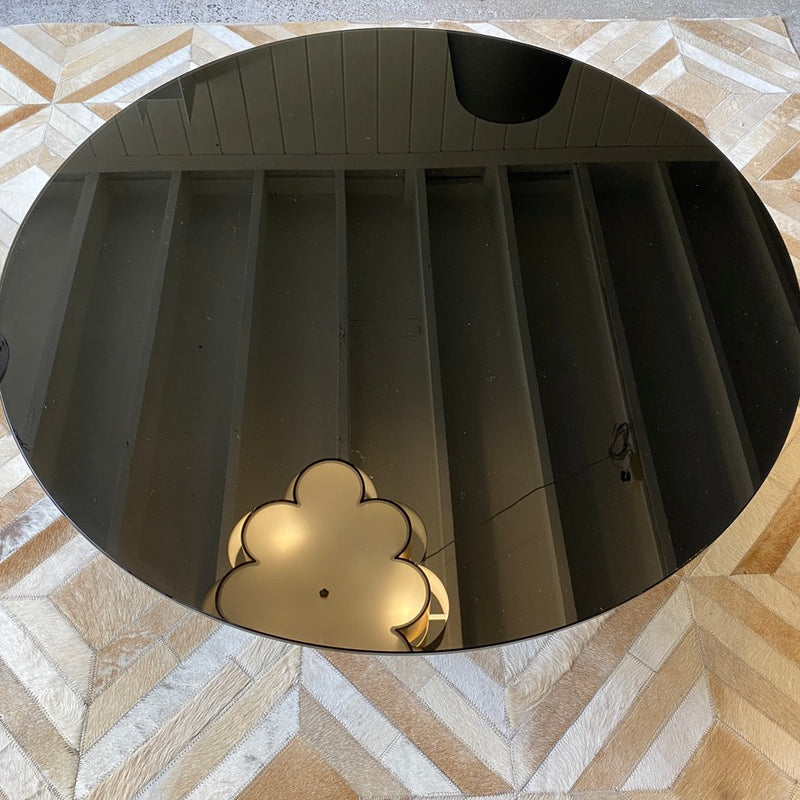 Poliform Black Glass Coffee table with Cage Base