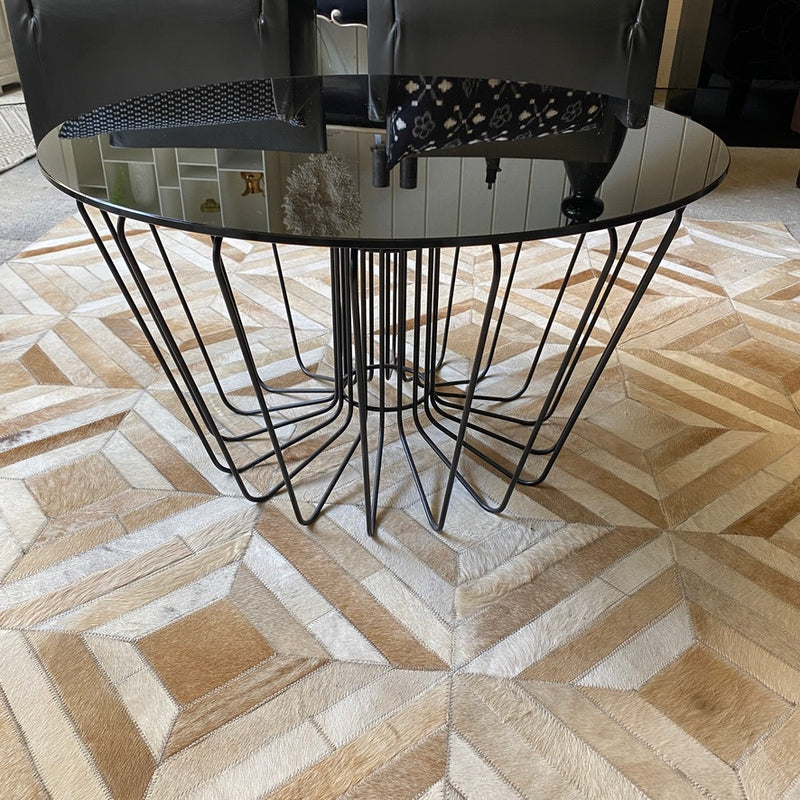 Poliform Black Glass Coffee table with Cage Base