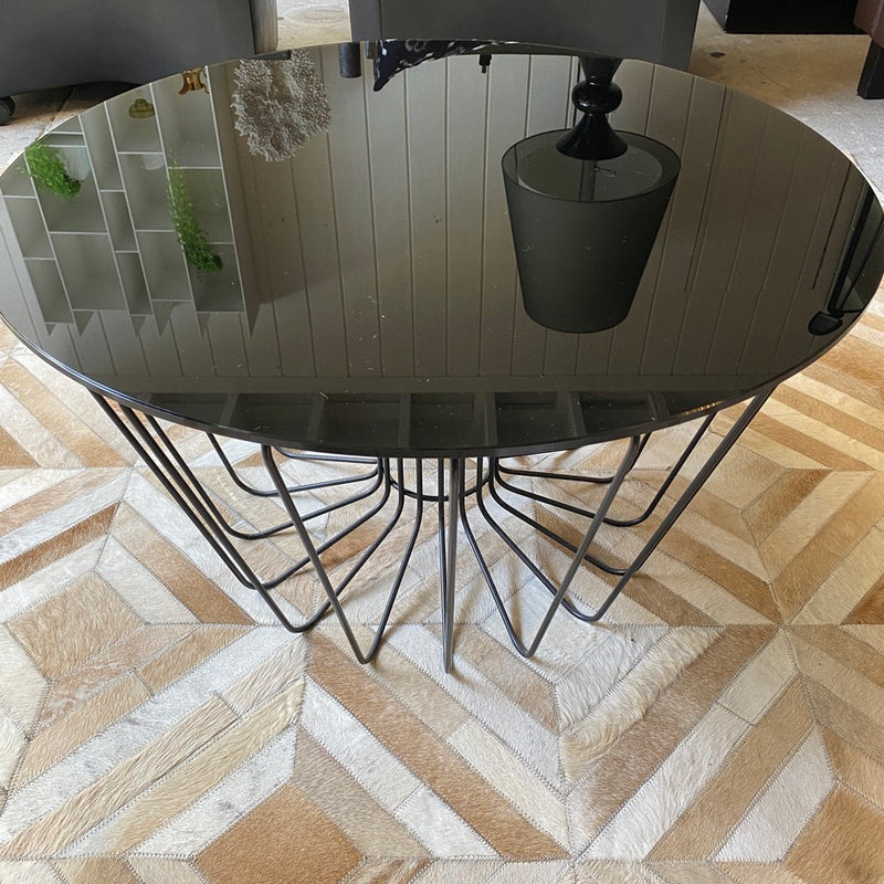 Poliform Black Glass Coffee table with Cage Base