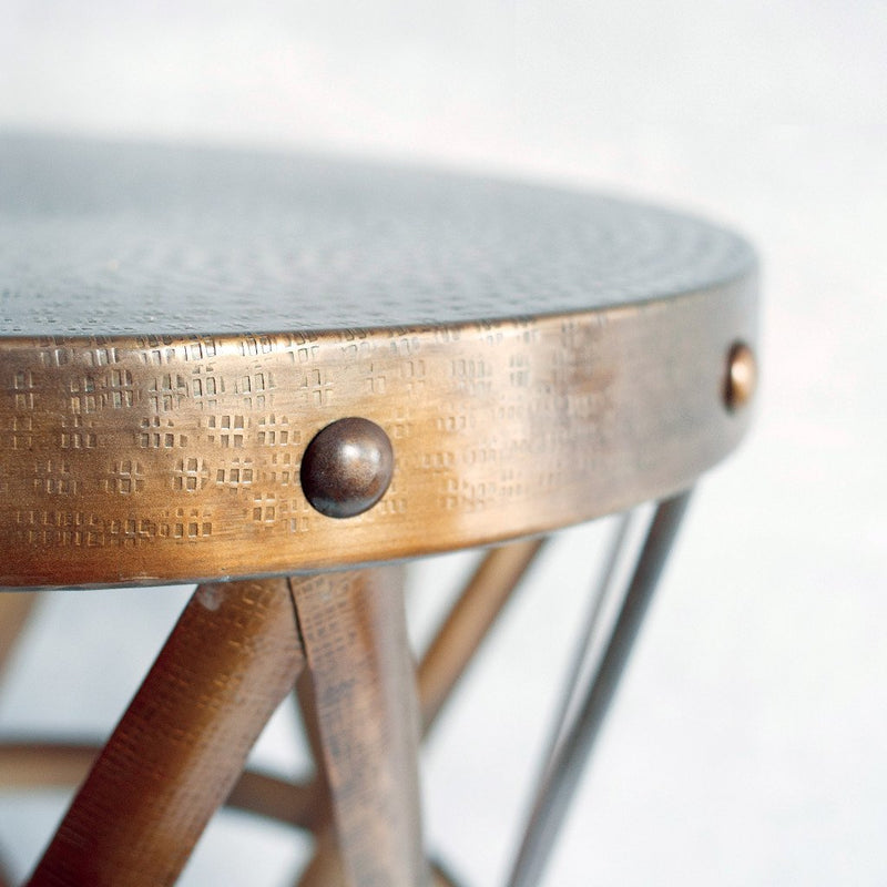Latticed Brass Stool