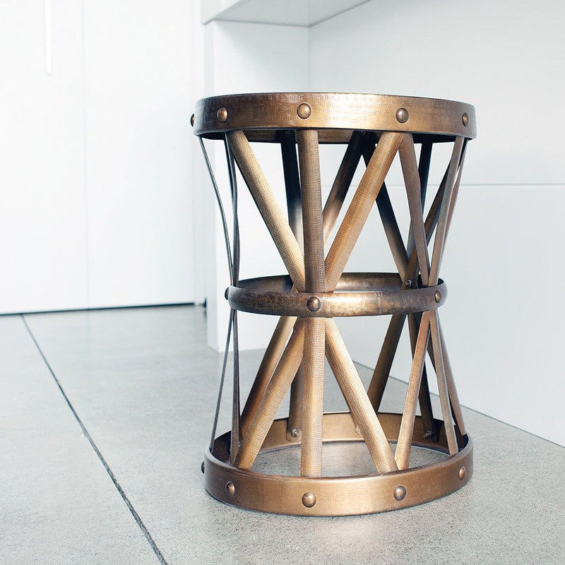 Latticed Brass Stool