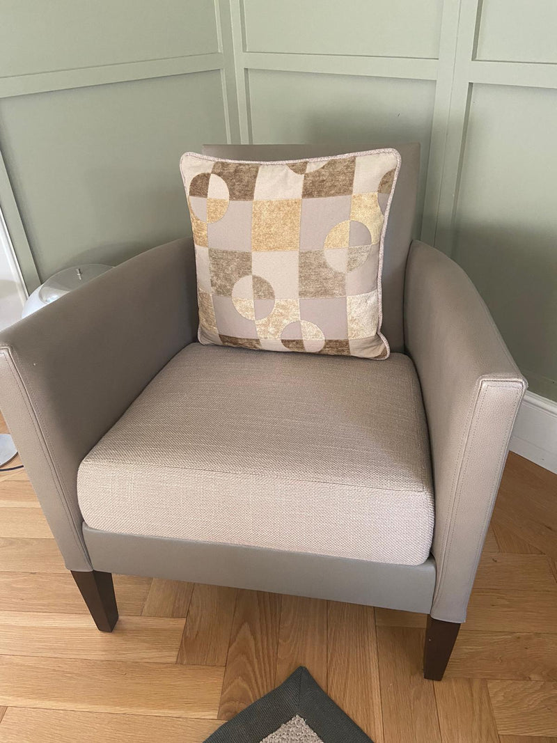 Pair of JNL Leather Armchairs with Linen Seat