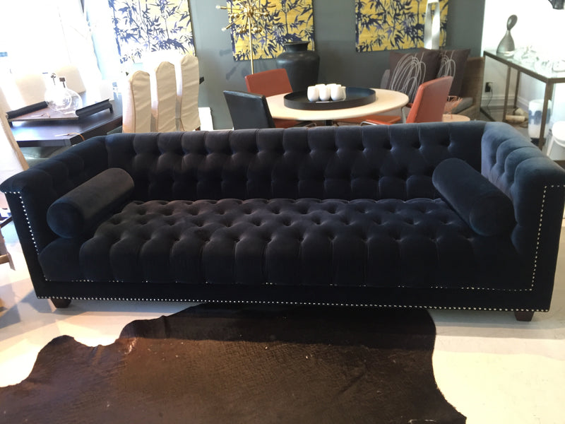 Living Edge Buttoned and Studded Velvet Sofa