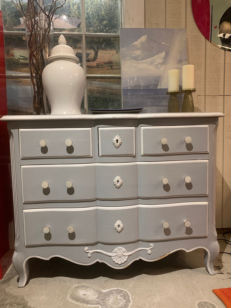 Pastel Grey French-Style Chest of Drawers