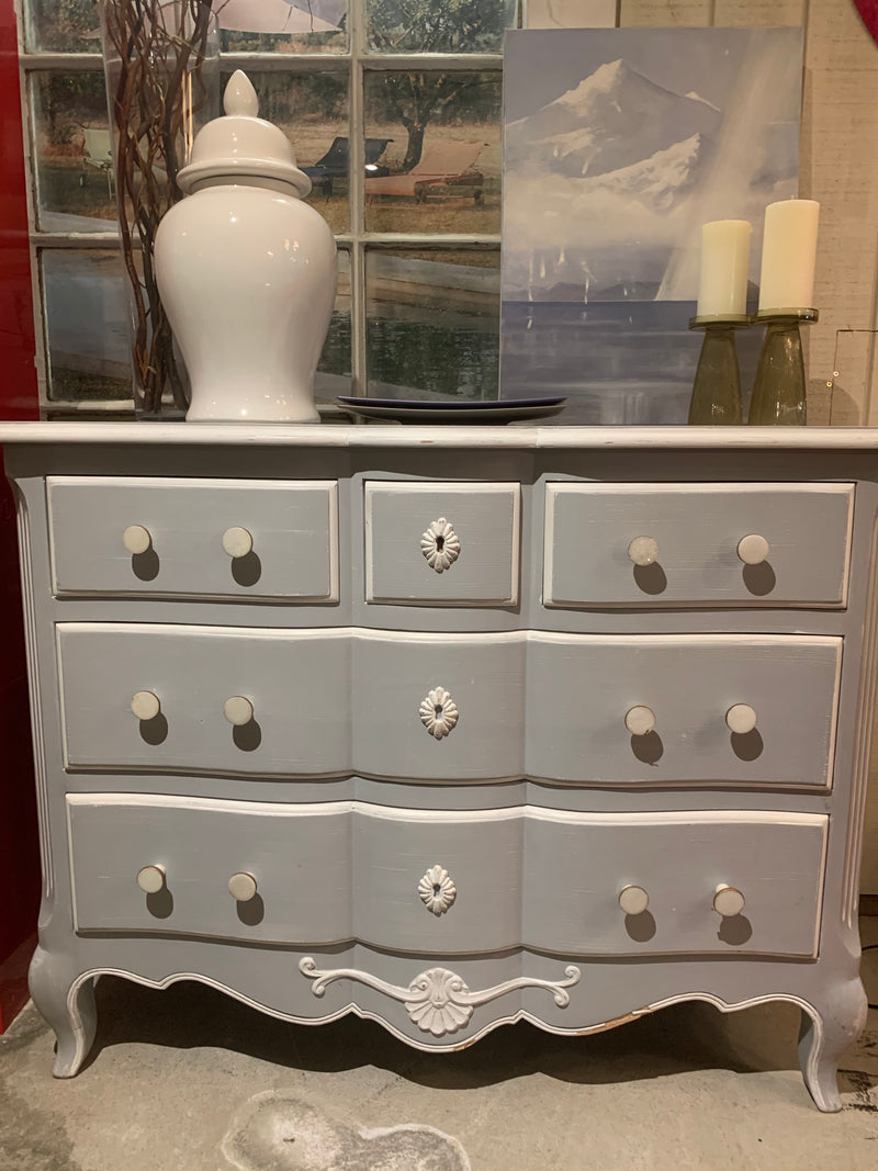 Pastel Grey French-Style Chest of Drawers