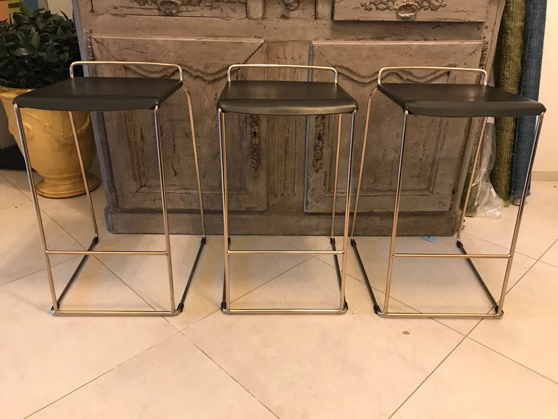 Leather 'Uccio' Stools by Barbera (set of 3)
