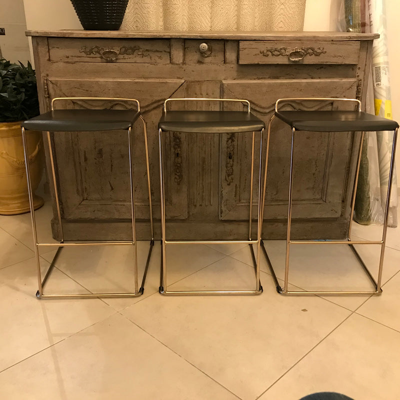 Leather 'Uccio' Stools by Barbera (set of 3)