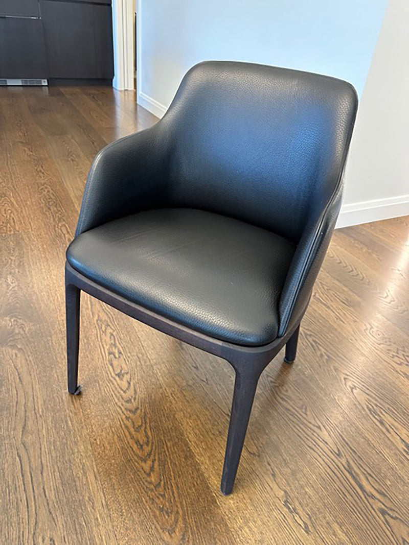 Poliform Grace Pelle Leather and Oak Dining Chairs