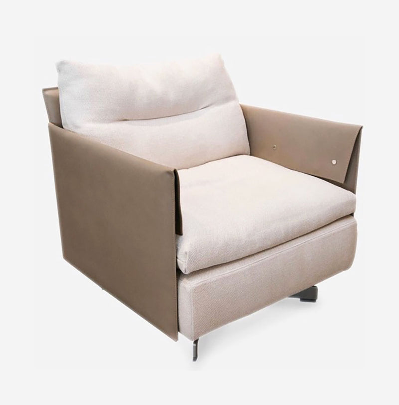 Poltrona Frau GranTorino Leather and Linen Armchair