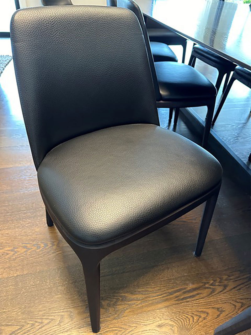 Poliform Grace Pelle Leather and Oak Dining Chairs