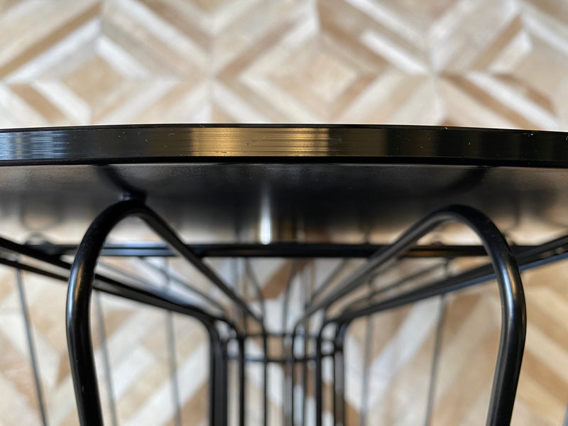 Poliform Black Glass Coffee table with Cage Base