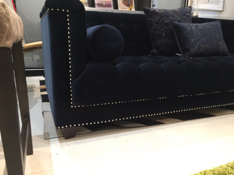 Living Edge Buttoned and Studded Velvet Sofa