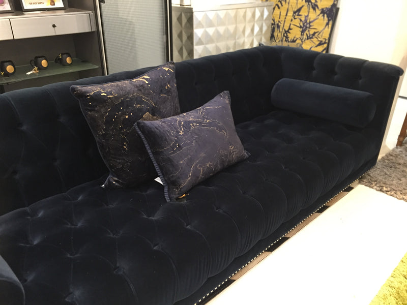 Living Edge Buttoned and Studded Velvet Sofa