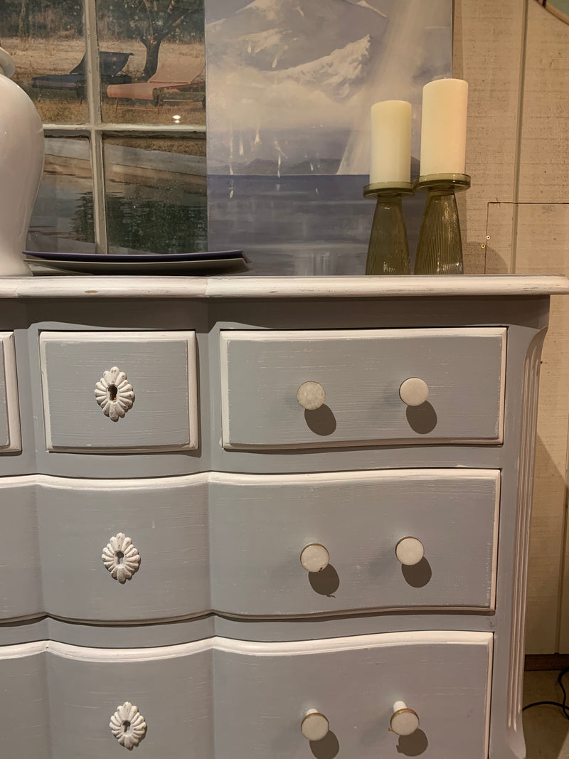 Pastel Grey French-Style Chest of Drawers